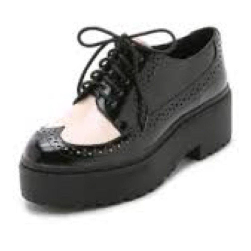 Jeffrey Campbell Black and Cream Platform Brogues